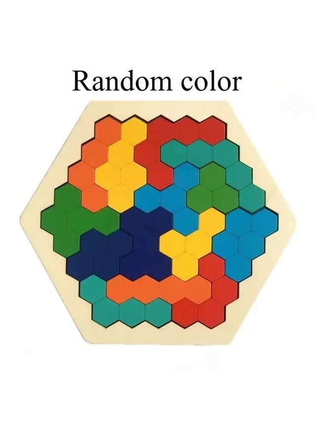 Small Hexagonal 3D Wooden Puzzles Educational Tangram Games Brain IQ Toys Gifts - Image 3